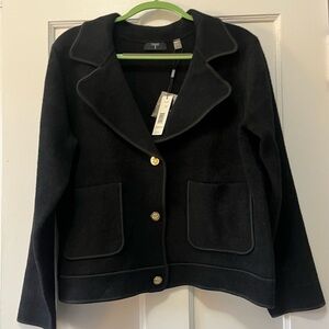Tahari Black Blazer Jacket with Gold Buttons